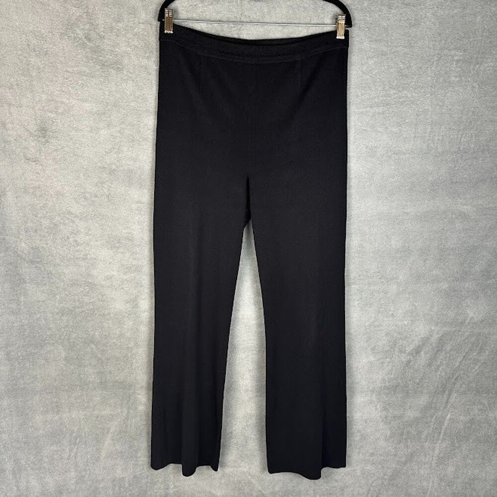 Exclusively Misook Pant Women Medium Black Knit Wide Leg Quiet Luxury Minimalist